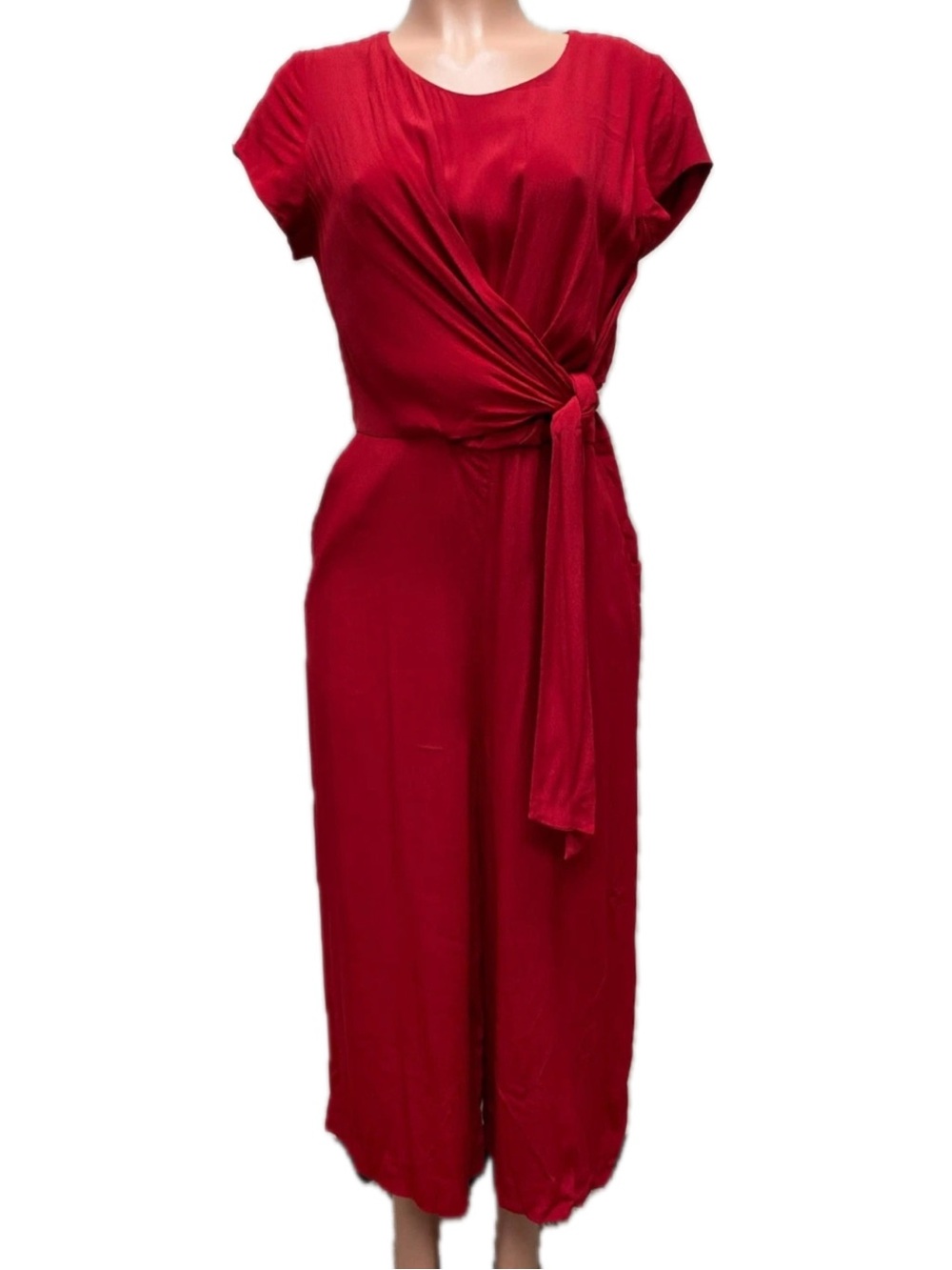 Maeve Red Wide Leg Knot-Front Jumpsuit Size 6